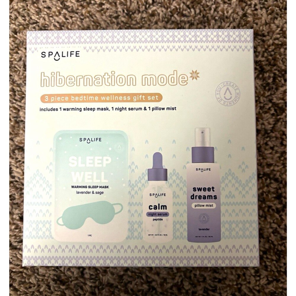 SpaLife Hibernation Mode 3-Pc Bedtime Set Sleep Mask, Night Serum, Lavender Mist
